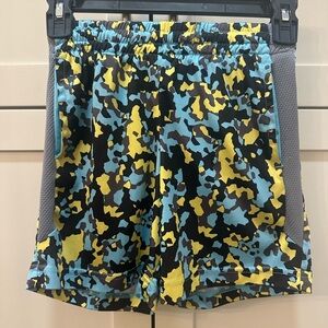 Boys Camo Active Shorts in Blue and Yellow- 8